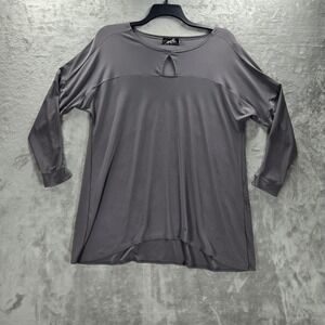 Sympli Gray Tease Keyhole Cutout 3/4 Sleeve Tunic Top Size‎ 10 EUC